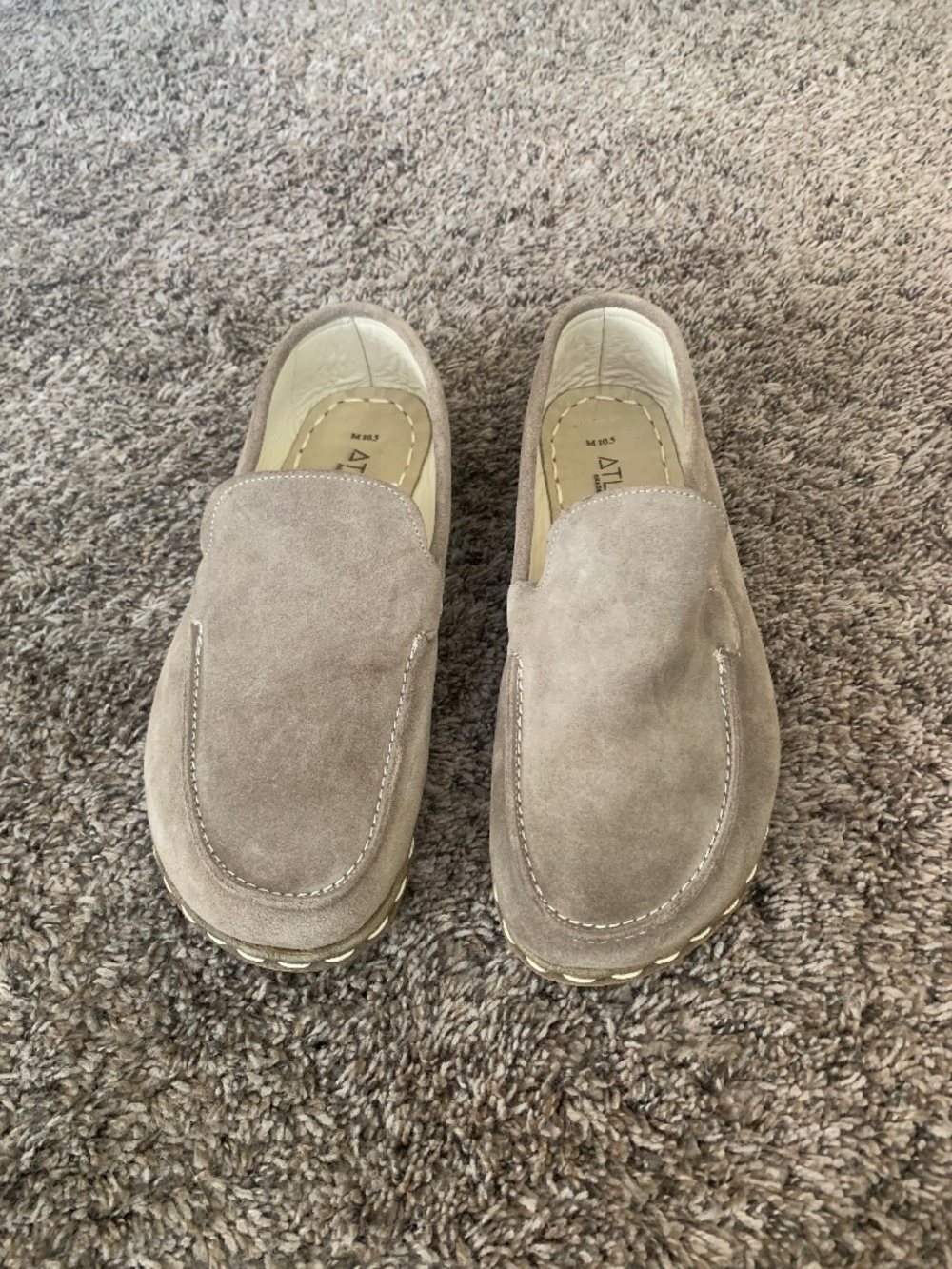 Atlantis Suede Barefoot Loafer Shoes Sand Tan Mens 10.5 Made in Turkey.